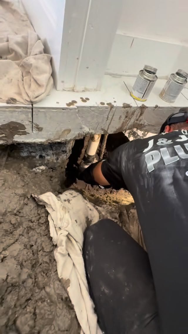 Slab tunneling drain repair by J and J Davis crew